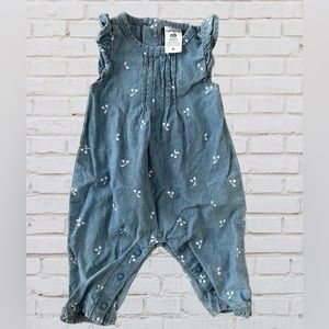 Carters Jean-like Romper with Floral Design for Srping, newborn